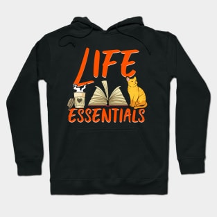 Adorable Life Essentials: Coffee Books & Cats Hoodie